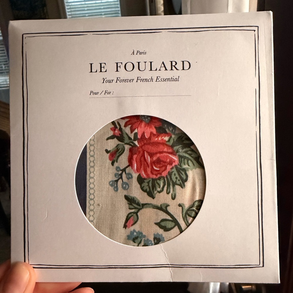 Sezane le foulard cream and blue floral scarf